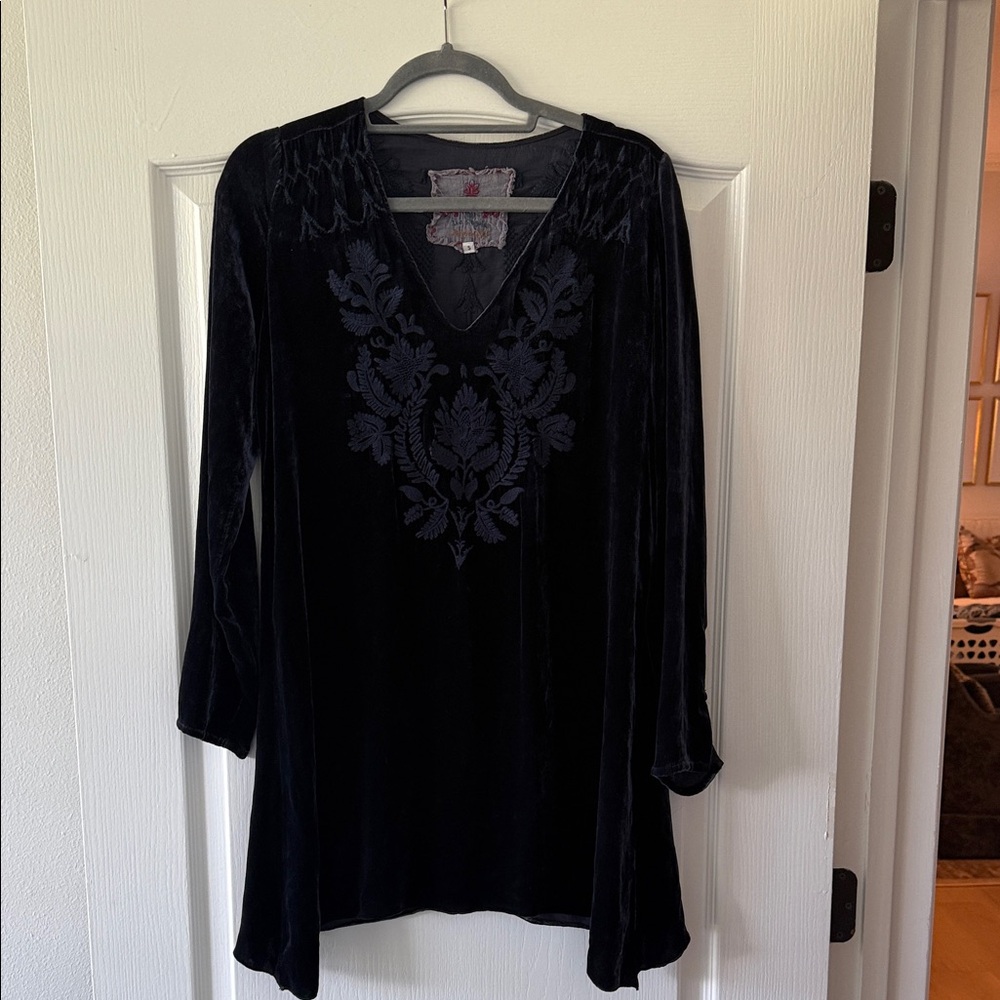 Johnny Was Embroidered Velvet Dress